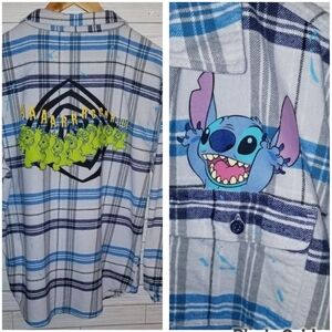 Vtg Stitch‎ Disney Plaid Flannel Retro